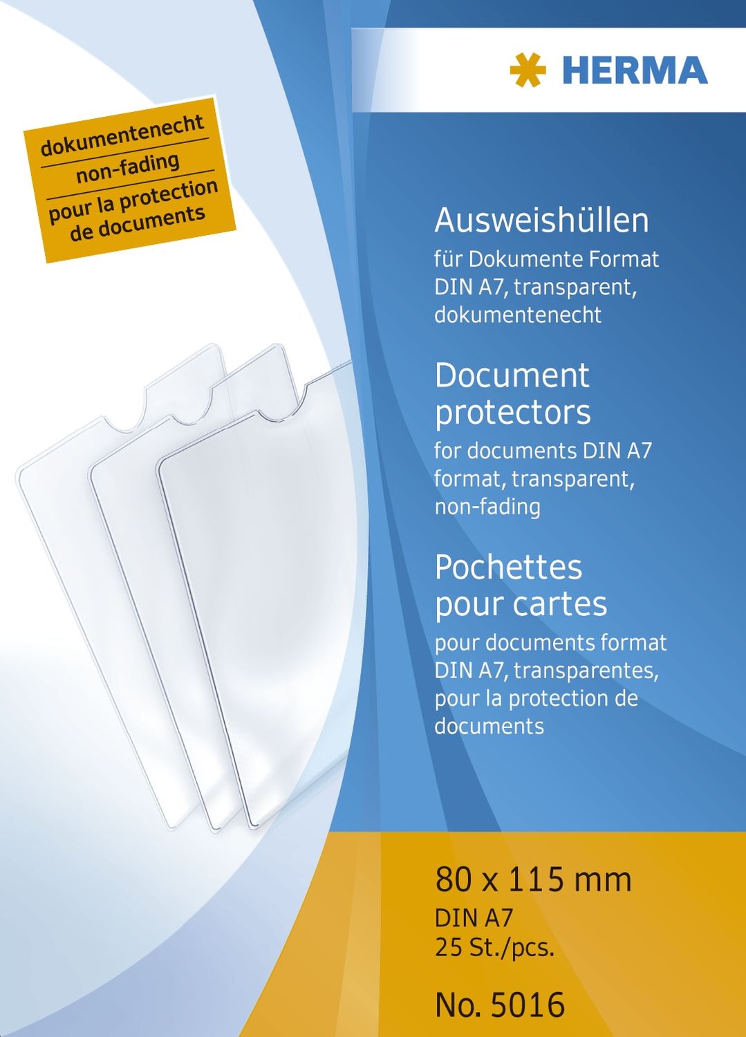 5016 Ausweishüllen - 80x115 mm für Format DIN A7, geprägt, dokumentenecht