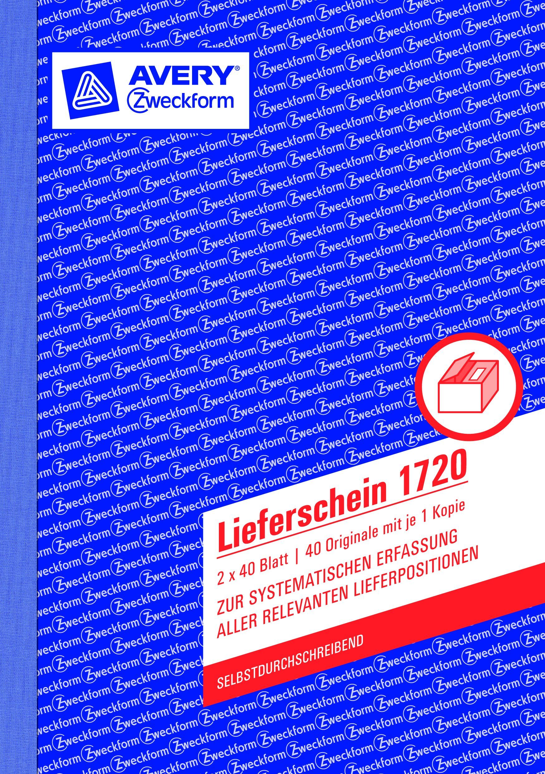 1720 Lieferschein, DIN A5, selbstdurchschreibend, 2 x 40 Blatt, weiß, gelb 1720 Lieferschein, DIN A5, selbstdurchschreibend, 2 x 40 Blatt, weiß, gelb