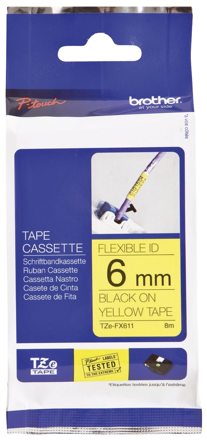 TZe-611 Schriftbandkassette - laminiert, 6 mm x 8 m, schwarz auf gelb TZe-611 Schriftbandkassette - laminiert, 6 mm x 8 m, schwarz auf gelb
