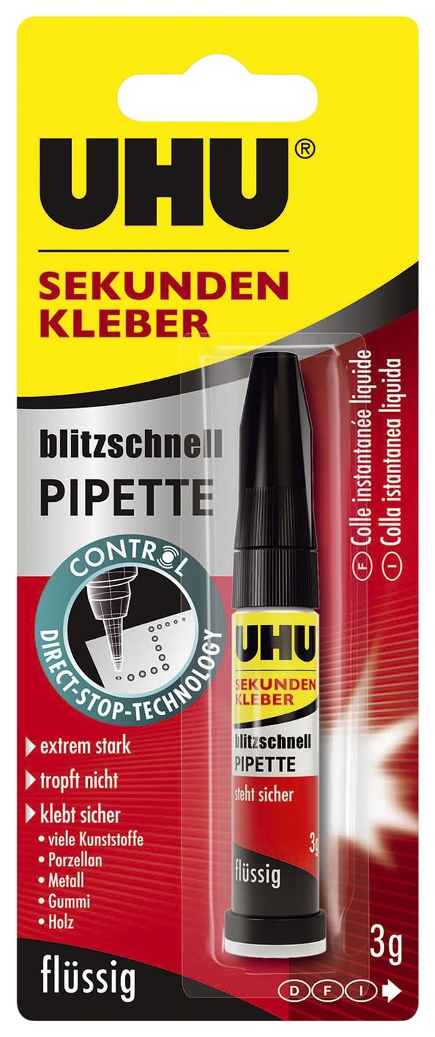 Sekundenkleber blitzschnell PIPETTE - 3 g Sekundenkleber blitzschnell PIPETTE - 3 g