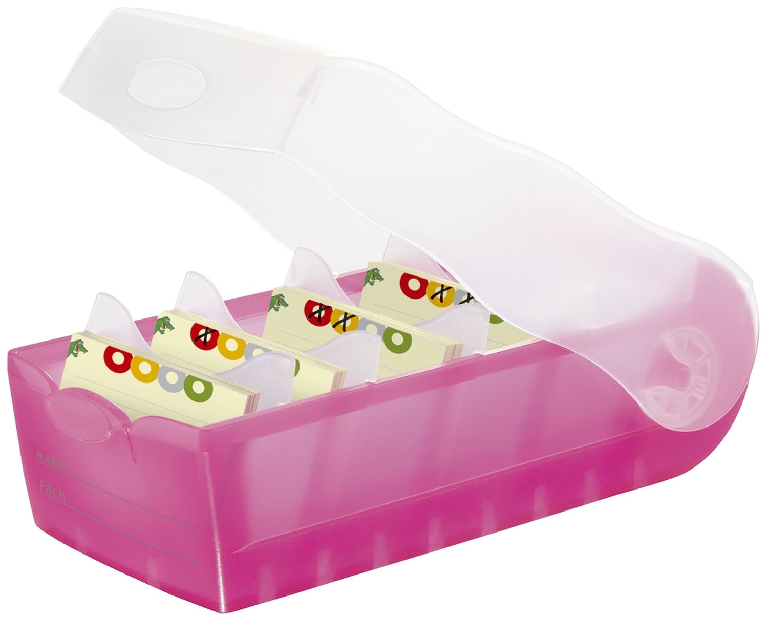 Karteibox CROCO - A7 quer, für 900 Karten, pink-transluzent Karteibox CROCO - A7 quer, für 900 Karten, pink-transluzent