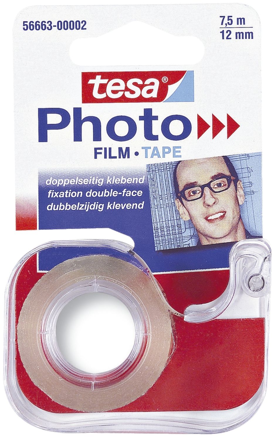 Abroller für doppelseitigen Klebefilm Photo Film, 7,5 m x 12 mm, transparent