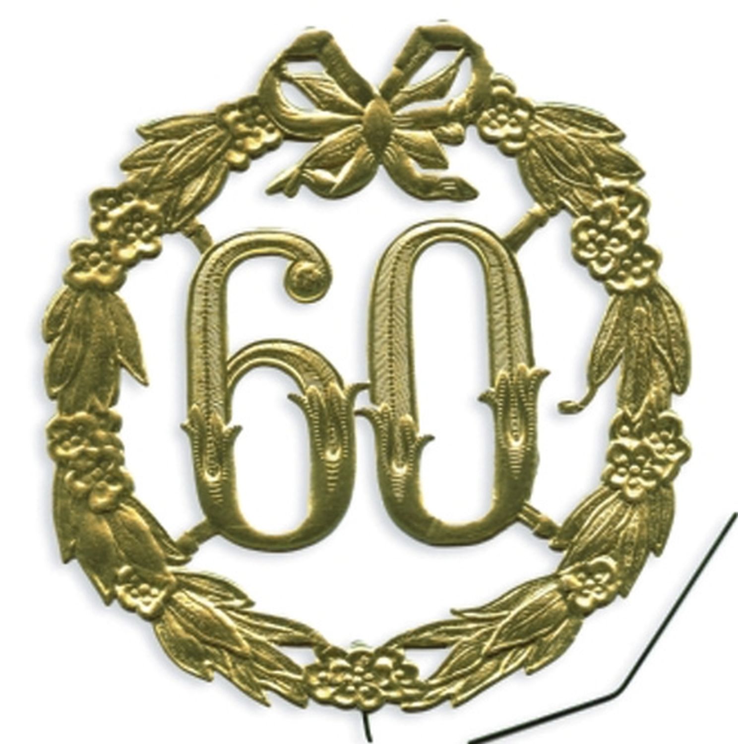 Jubiläumszahl 60 - Ø 13 cm, Draht, gold Jubiläumszahl 60 - Ø 13 cm, Draht, gold