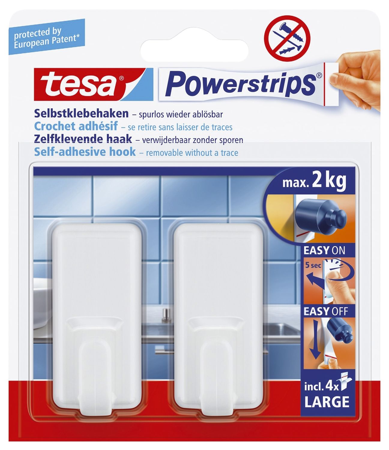 Powerstrips® Systemhaken - ablösbar, classic, Tragfähigkeit 2 kg, weiß Powerstrips® Systemhaken - ablösbar, classic, Tragfähigkeit 2 kg, weiß