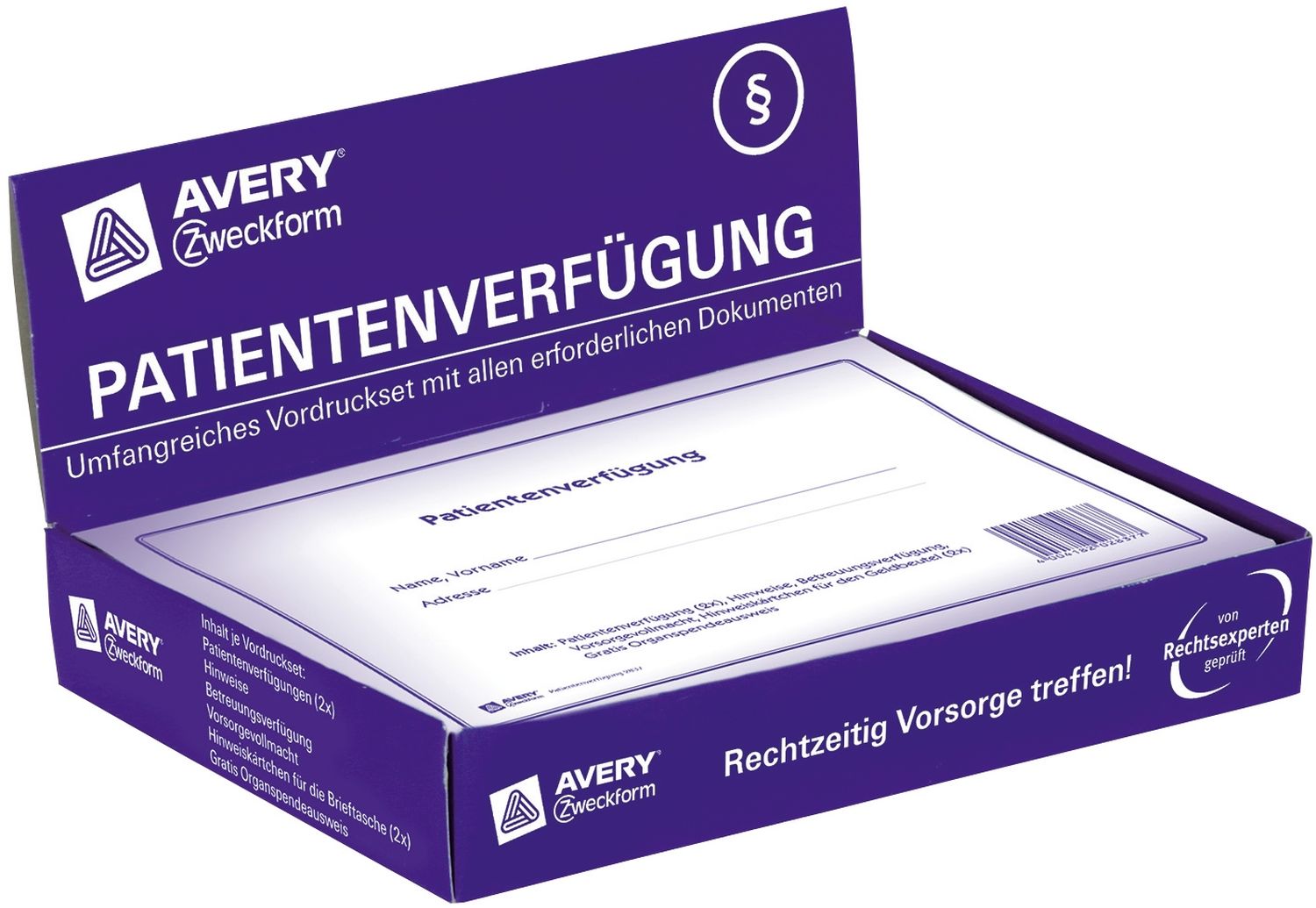 2837 Patientenverfügung, DIN A4, 1 Satz/10 Stück, weiß 2837 Patientenverfügung, DIN A4, 1 Satz/10 Stück, weiß