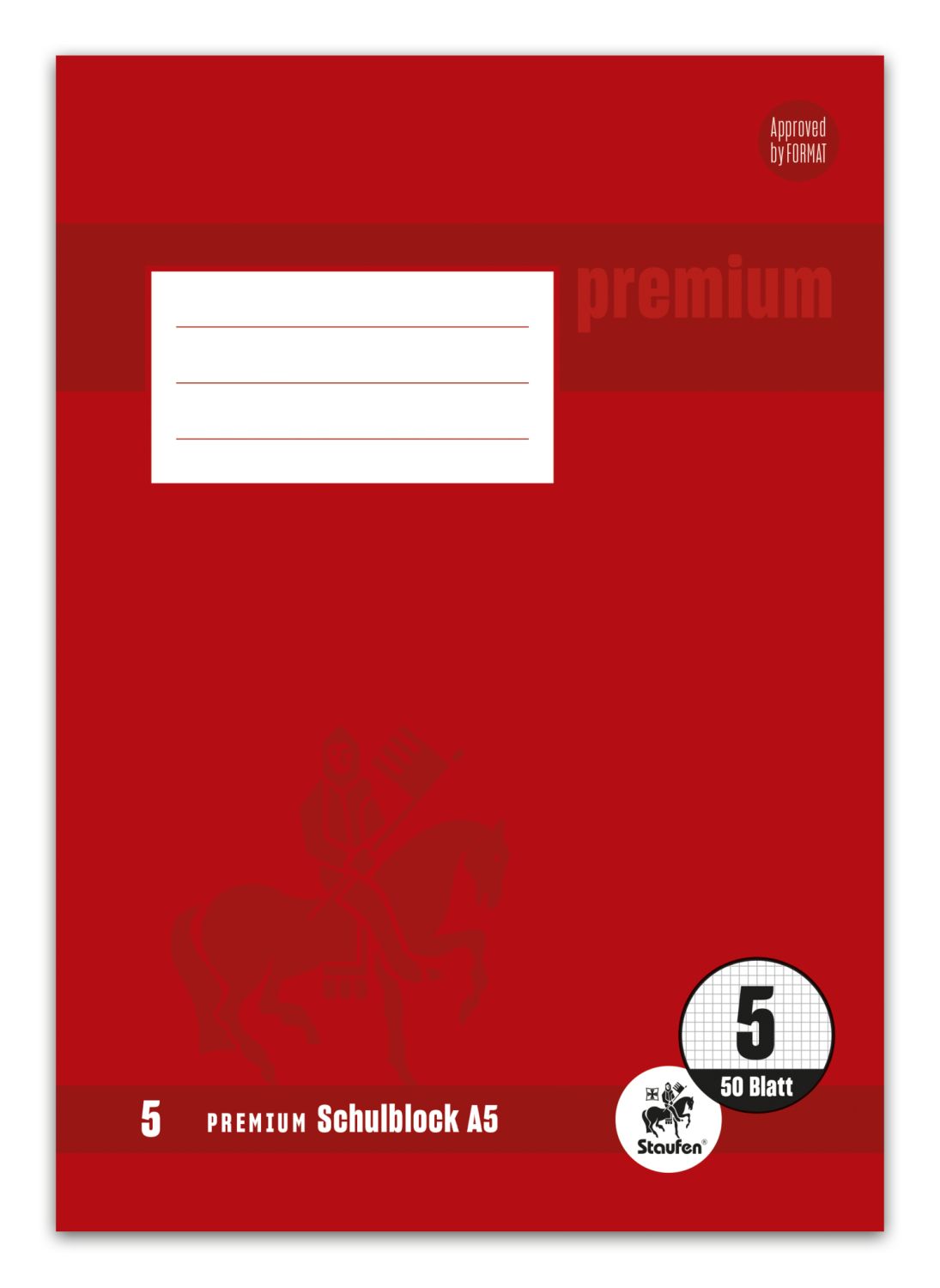 Schulblock PREMIUM LIN 5 - A5, 50 Blatt, 90 g/qm, kariert Schulblock PREMIUM LIN 5 - A5, 50 Blatt, 90 g/qm, kariert