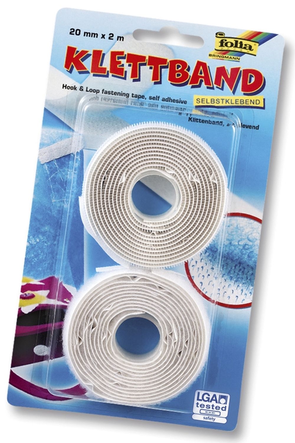 Klettband - 20 mm x 2 m, weiß, selbstklebend Klettband - 20 mm x 2 m, weiß, selbstklebend
