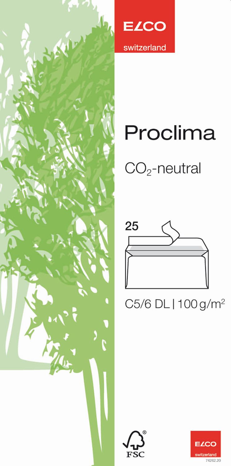 Briefumschläge Proclima Elco 74262.20, C5/6 DIN lang, hochweiß, Haftklebung, 100 g/qm, 25 Stück Box