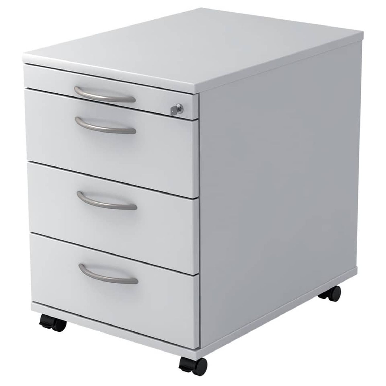 Rollcontainer - 42,8 x 59 x 58 cm, 3 Schübe, Bogengriff, Weiß, mit Montageservice Rollcontainer - 42,8 x 59 x 58 cm, 3 Schübe, Bogengriff, Weiß, mit Montageservice