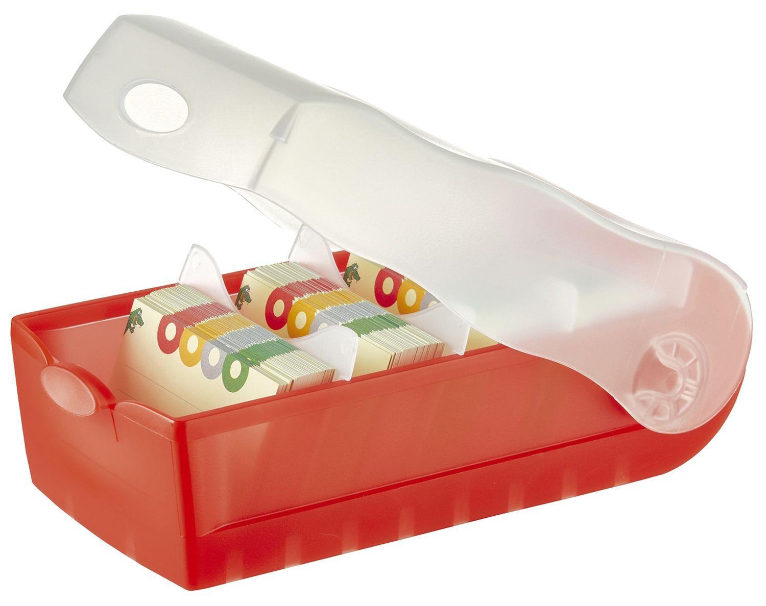 Karteibox CROCO - A8 quer, für 500 Karten, rot-transluzent Karteibox CROCO - A8 quer, für 500 Karten, rot-transluzent