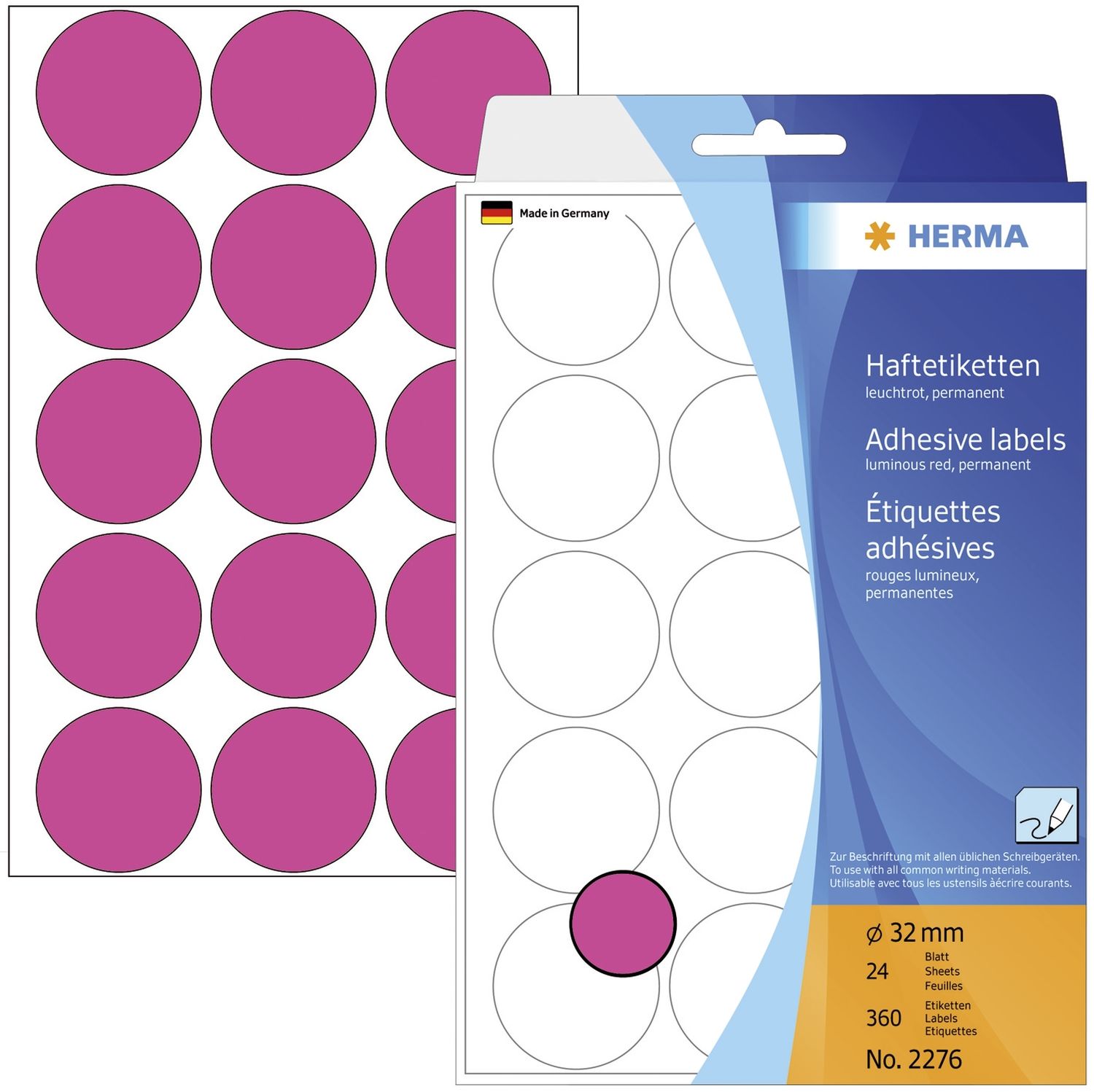 2276 Vielzwecketiketten - leuchtrot, Ø 32 mm, matt, 360 Stück 2276 Vielzwecketiketten - leuchtrot, Ø 32 mm, matt, 360 Stück