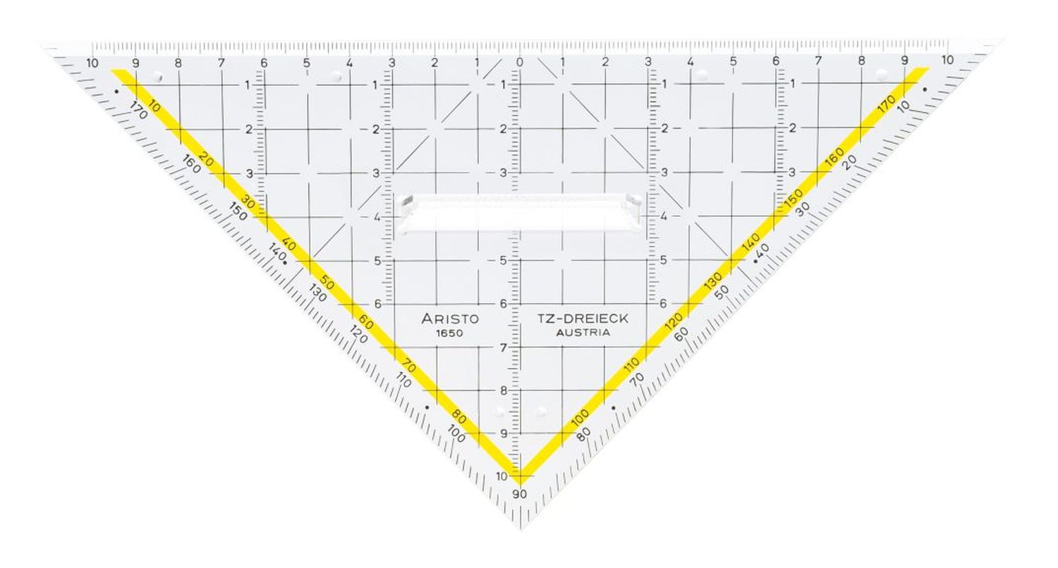 Zeichendreieck TZ-Dreieck®, Plexiglas® mit Griff, 225 mm, glasklar Zeichendreieck TZ-Dreieck®, Plexiglas® mit Griff, 225 mm, glasklar
