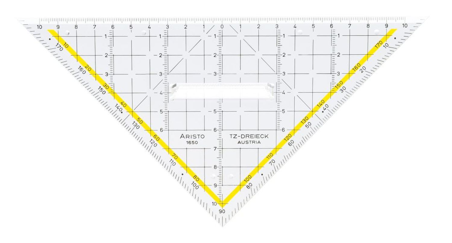 Zeichendreieck TZ-Dreieck®, Plexiglas® mit Griff, 225 mm, glasklar