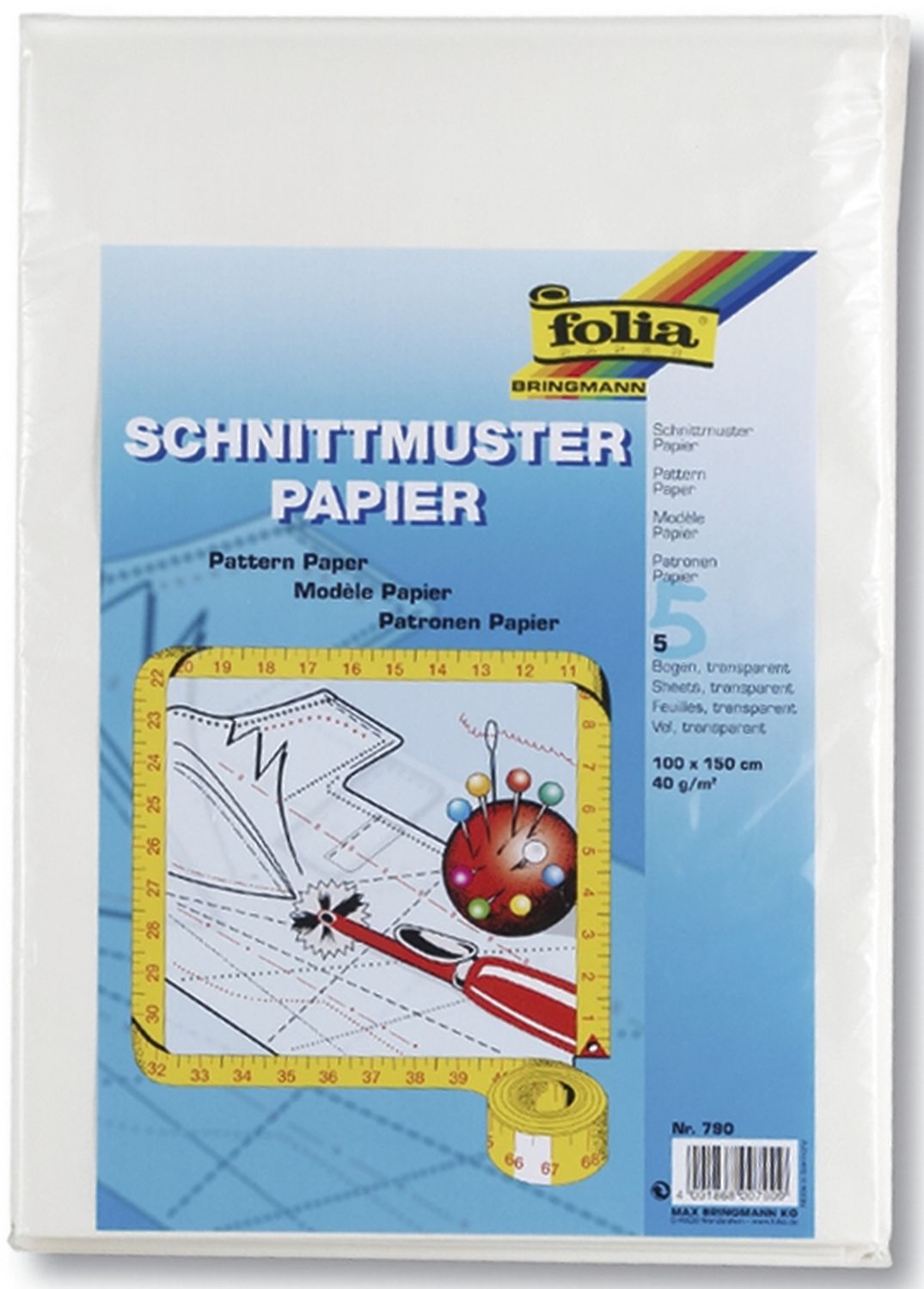 Schnittmusterpapier - 100 x 150 cm, 5 Bogen, transparent