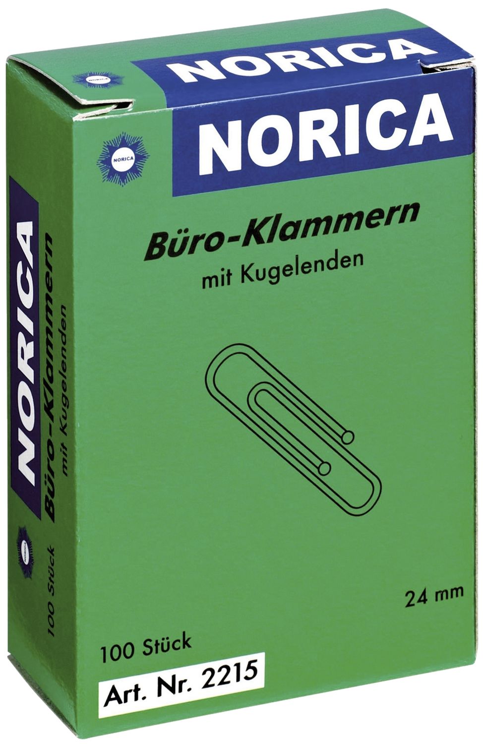 Büroklammern mit Kugelenden - 24 mm glatt, verzinkt, 100 Stück Büroklammern mit Kugelenden - 24 mm glatt, verzinkt, 100 Stück