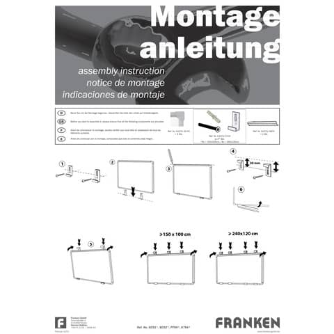 Whiteboard Franken U-Act!Line SC914060, 60 x 40 cm, lackiert, Alurahmen, senk- oder waagerechte Wandbefestigung