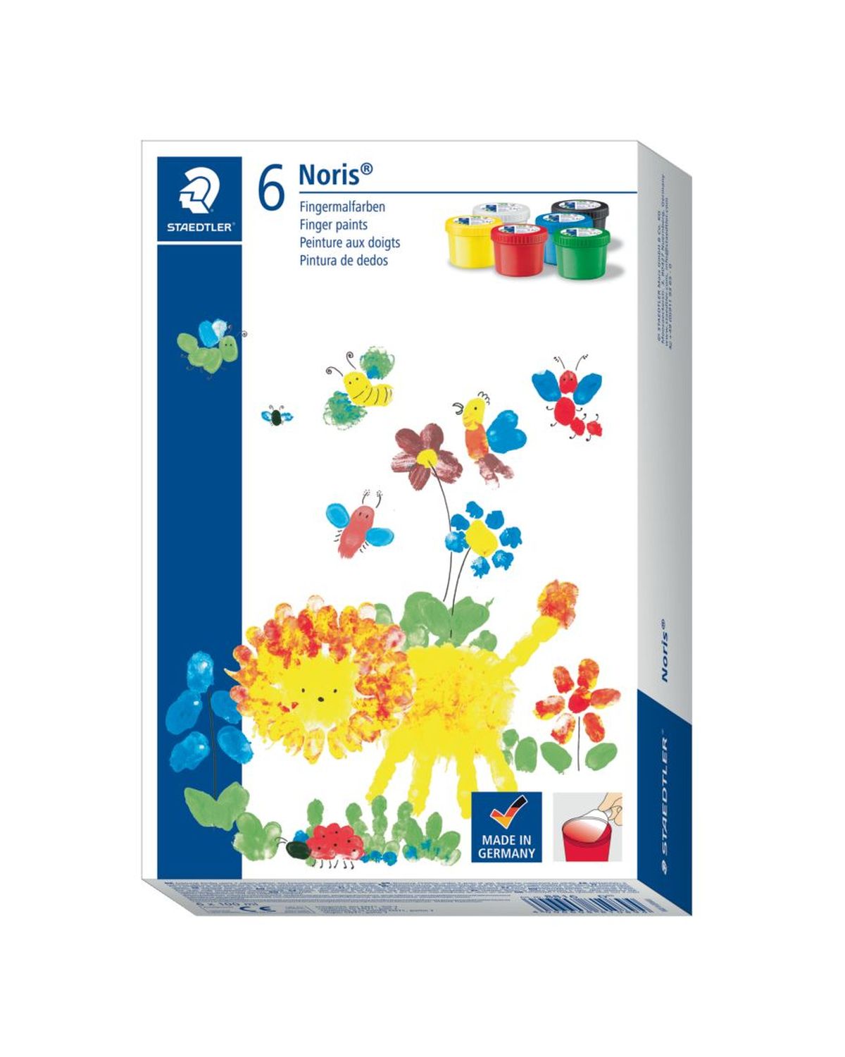 Fingerfarbe Noris Club®, sortiert, Kunststoff-Töpfchen - 6 x 75 ml Fingerfarbe Noris Club®, sortiert, Kunststoff-Töpfchen - 6 x 75 ml