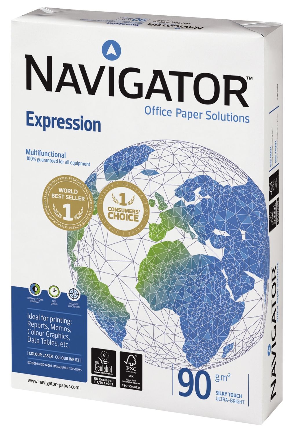 Kopierpapier Navigator Expression 82427A90S, DIN A4, 90 g/qm, weiß, 500 Blatt