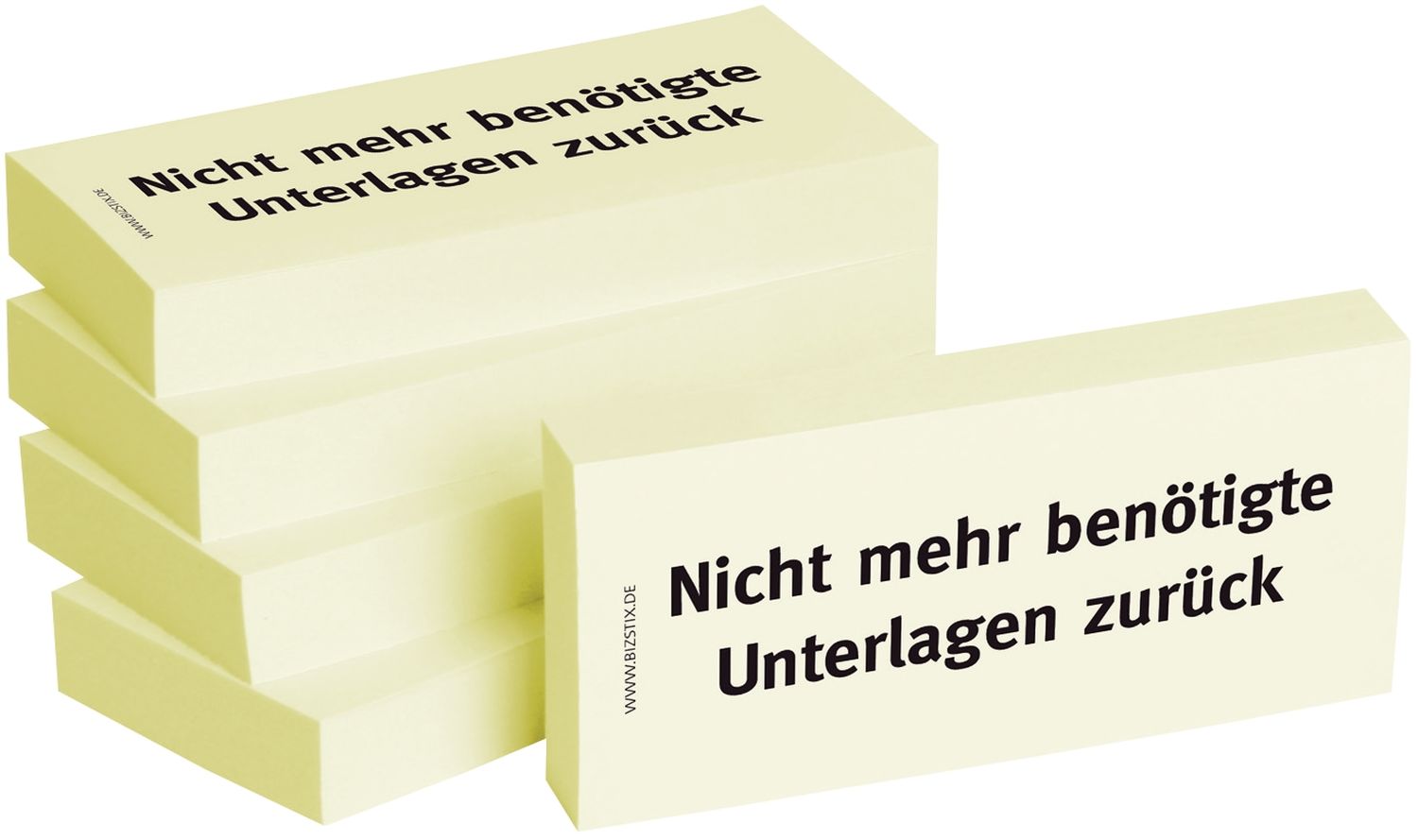 Haftnotizen "Nicht mehr benötigte Unterlagen zurück" - 75 x 35 mm, 5x 100 Blatt Haftnotizen "Nicht mehr benötigte Unterlagen zurück" - 75 x 35 mm, 5x 100 Blatt