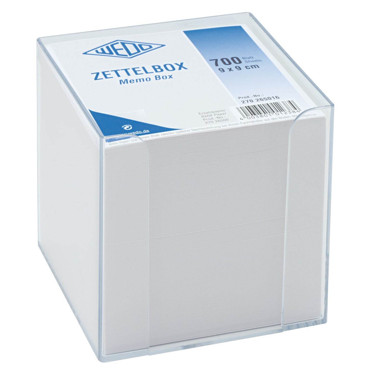 Zettelbox 9,5x9,5cm gefüllt glasklar Zettelbox 9,5x9,5cm gefüllt glasklar