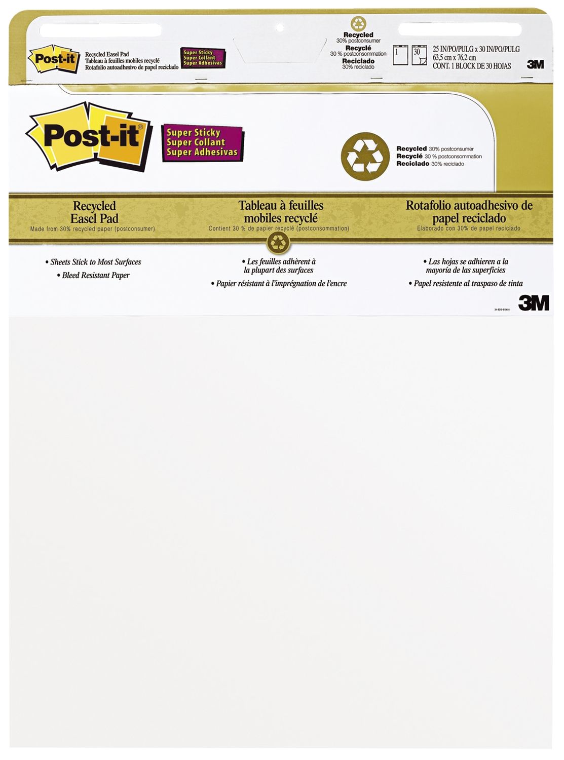 Flipchart-Block Meeting Chart - 63,5 cm x 76,2 cm, blanko, 90 g/qm, 30 Blatt Flipchart-Block Meeting Chart - 63,5 cm x 76,2 cm, blanko, 90 g/qm, 30 Blatt