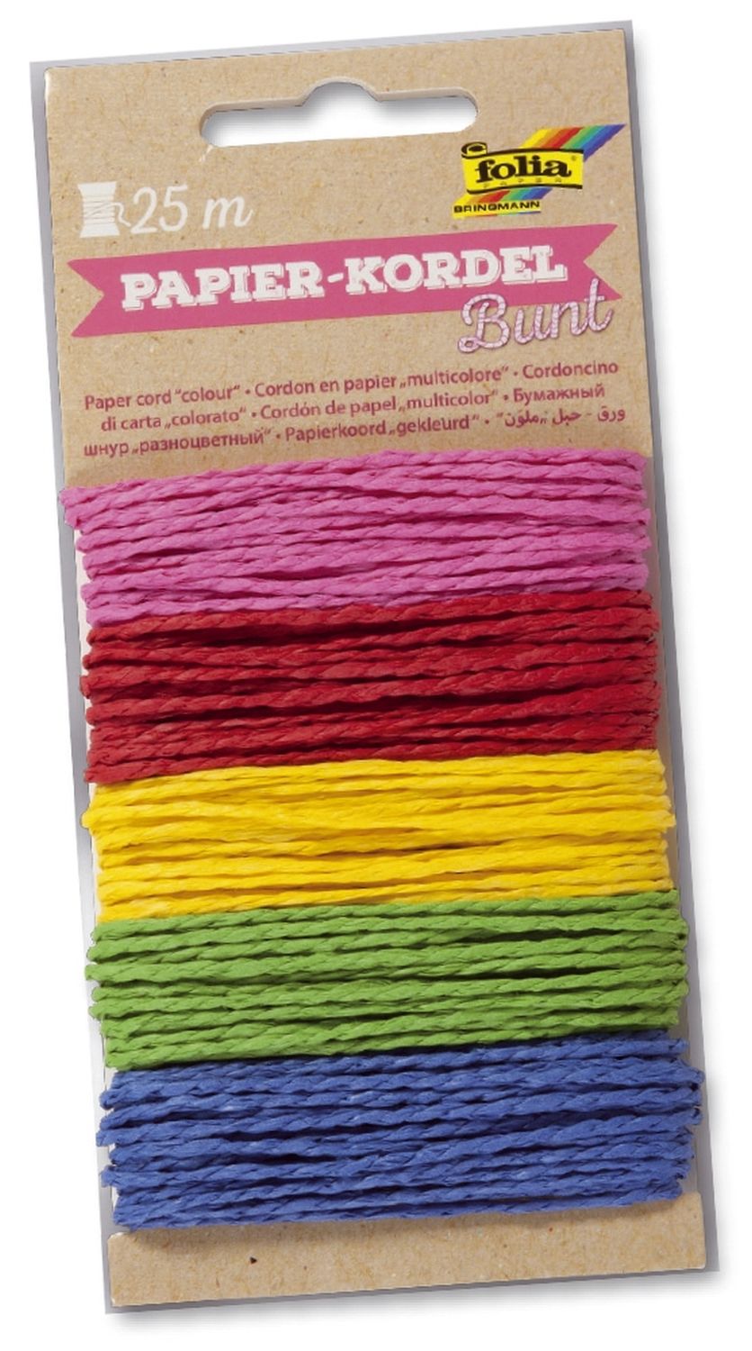 Papier-Kordel "Bunt" - 5x 5m, sortiert Papier-Kordel "Bunt" - 5x 5m, sortiert