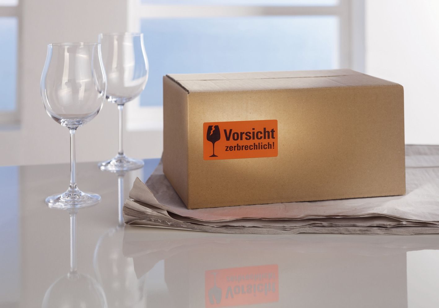 7211 Warnetiketten "Vorsicht zerbrechlich!" - 200 Stück im Spender