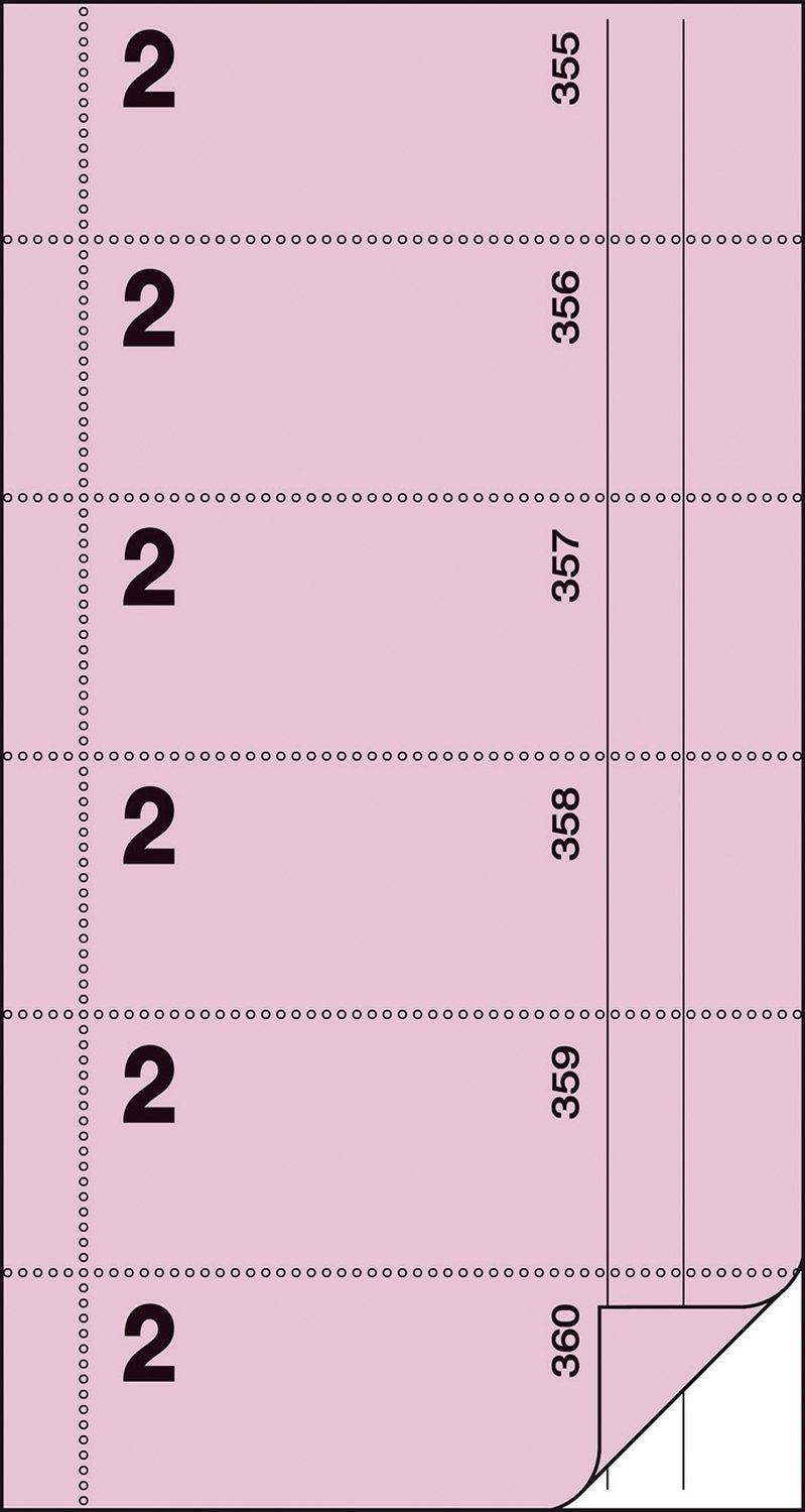Bonbuch - Kellner-Nr. 2, 360 Abrisse, BL, rosa, 105x200 mm, 2 x 60 Blatt Bonbuch - Kellner-Nr. 2, 360 Abrisse, BL, rosa, 105x200 mm, 2 x 60 Blatt