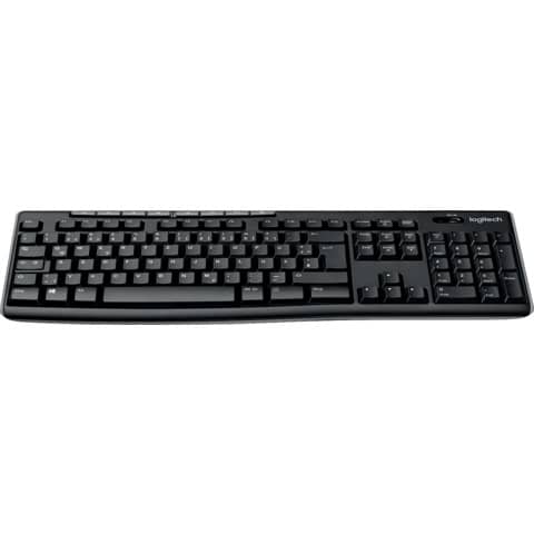 Tastatur Logitech K270, Funktastatur per USB, 44,1 x 1,8 x 14,9 cm, schwarz