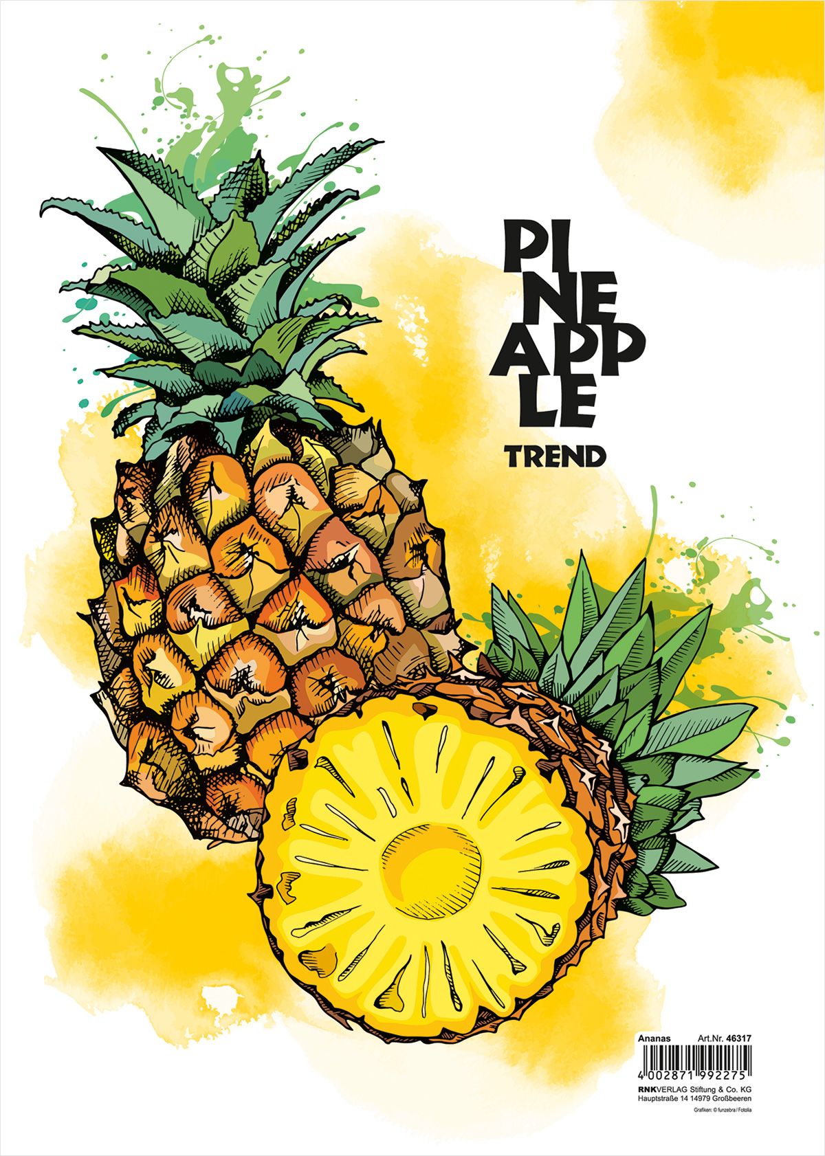 Zeichenmappe "Ananas"- A4, Karton, mit Gummizugverschluss Zeichenmappe "Ananas"- A4, Karton, mit Gummizugverschluss