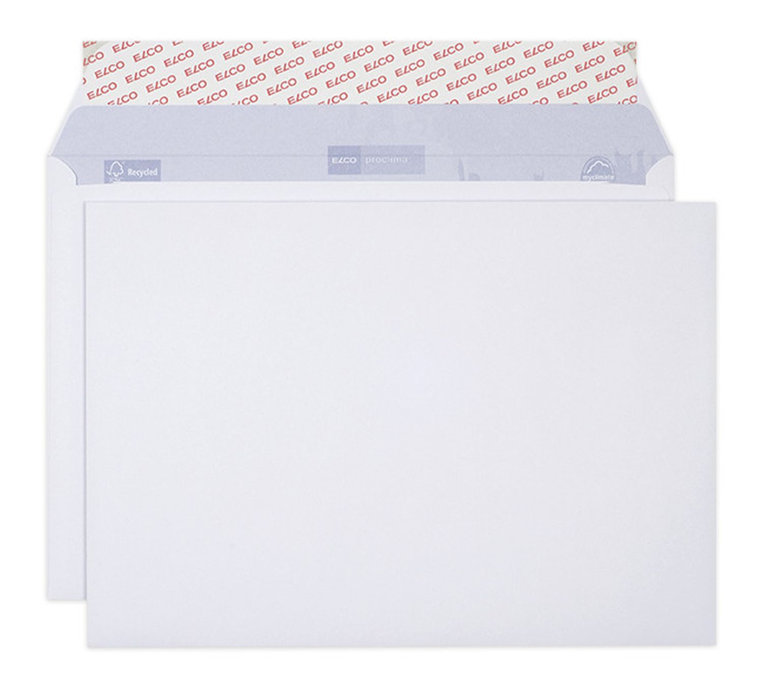 Versandtaschen Proclima Elco 38882, C4, ohne Fenster, Öffnung an der langen Seite, hochweißes Recyclingpapier, Haftklebung, 100 g/qm, 250 Stück Box Versandtaschen Proclima Elco 38882, C4, ohne Fenster, Öffnung an der langen Seite, hochweißes Recyclingpapier, Haftklebung, 100 g/qm, 250 Stück Box