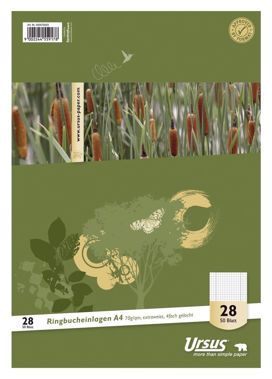 Ringbucheinlage - LIN28, A4, 50 Blatt, 70 g/qm, kariert mit Randlinien Ringbucheinlage - LIN28, A4, 50 Blatt, 70 g/qm, kariert mit Randlinien