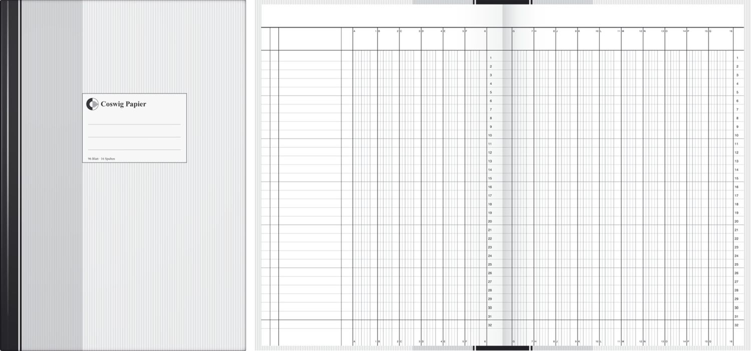 Spaltenbuch - 16 Spalten, A4, 96 Blatt