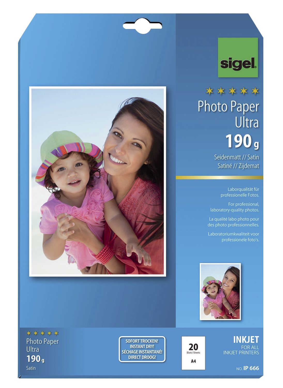 Fotopapier Photo Paper Ultra IP666, DIN A4, weiß, seidenmatt, 190 g/qm, 20 Blatt für Inkjetdrucker