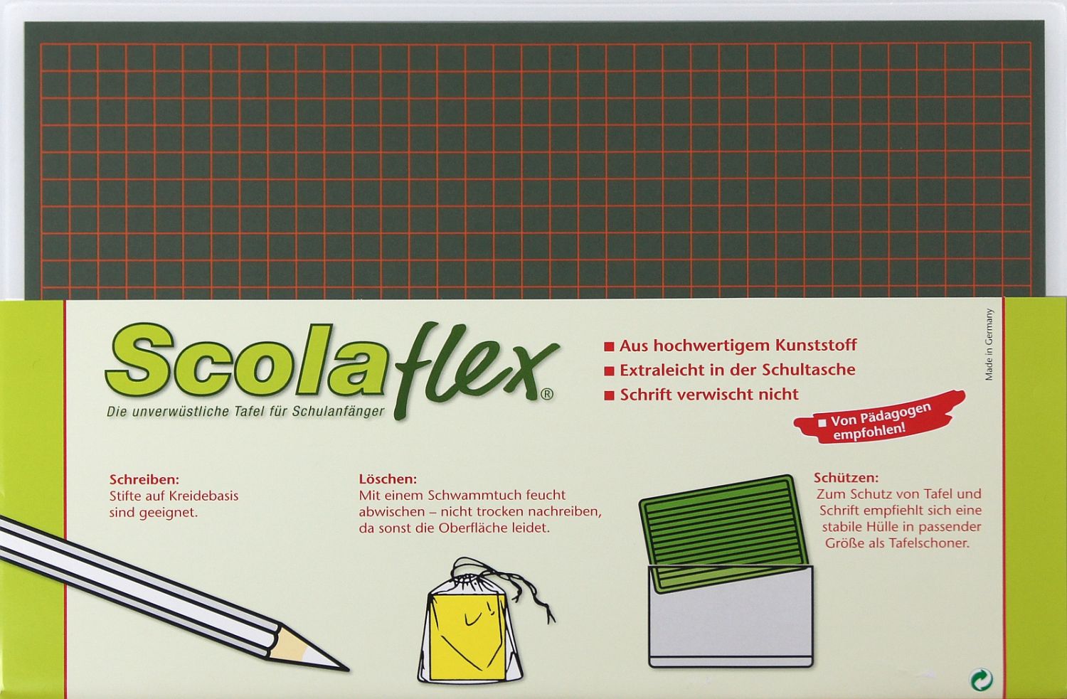 Schülertafel Original Scolaflex® W1, 1.Schuljahr,Ba.-Württemberg/7mm kariert
