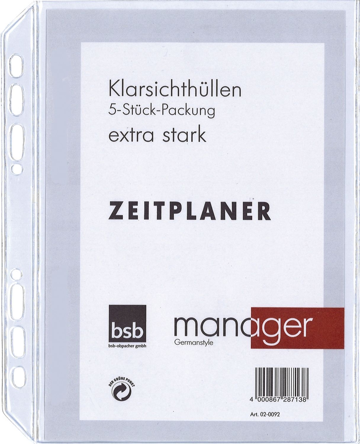Ersatzeinlage Manager BSB 02-0092, Prospekthülle, DIN A5, 5 Stück