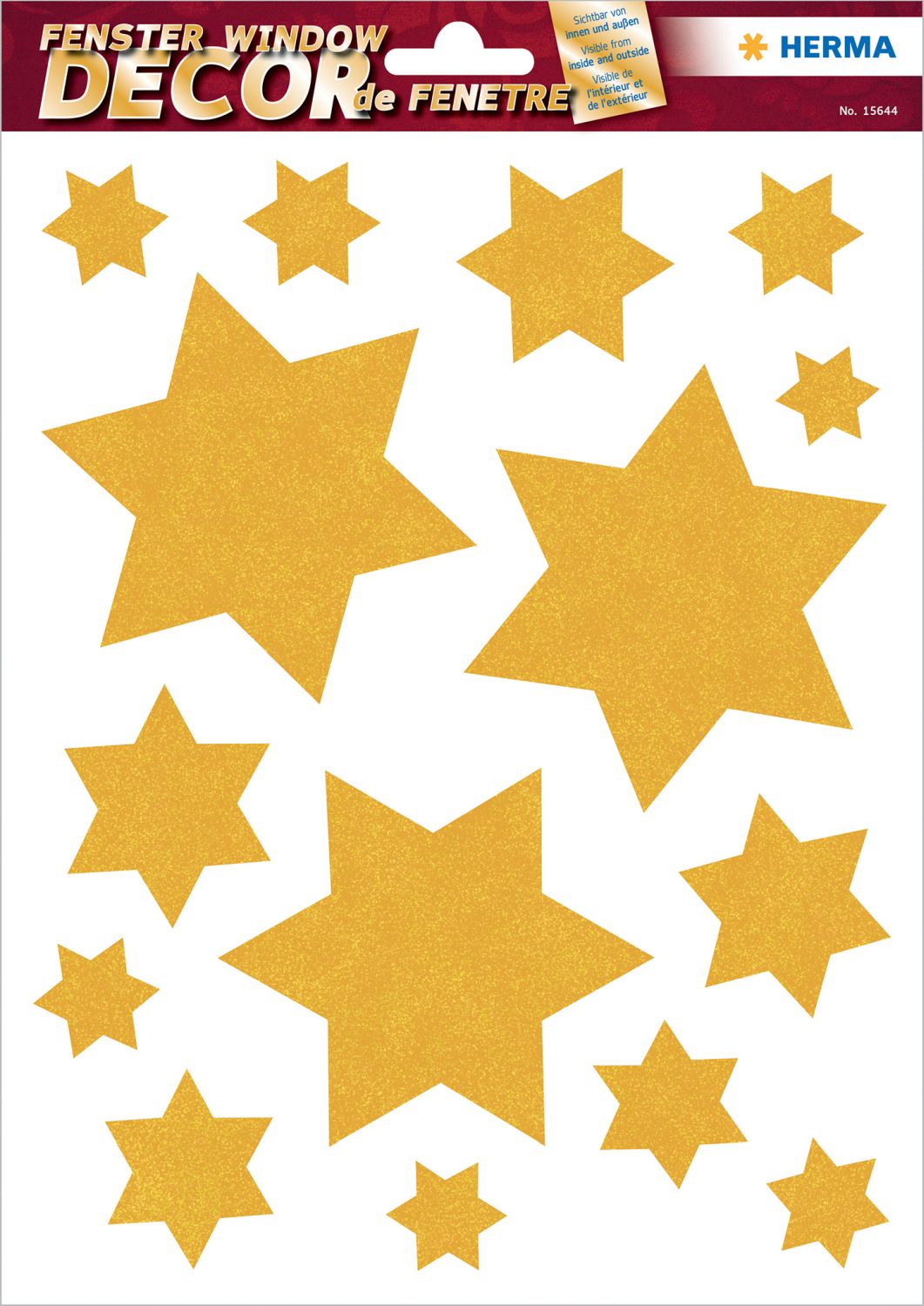 15644 Fensterbilder Sterne gold - 15 Stück