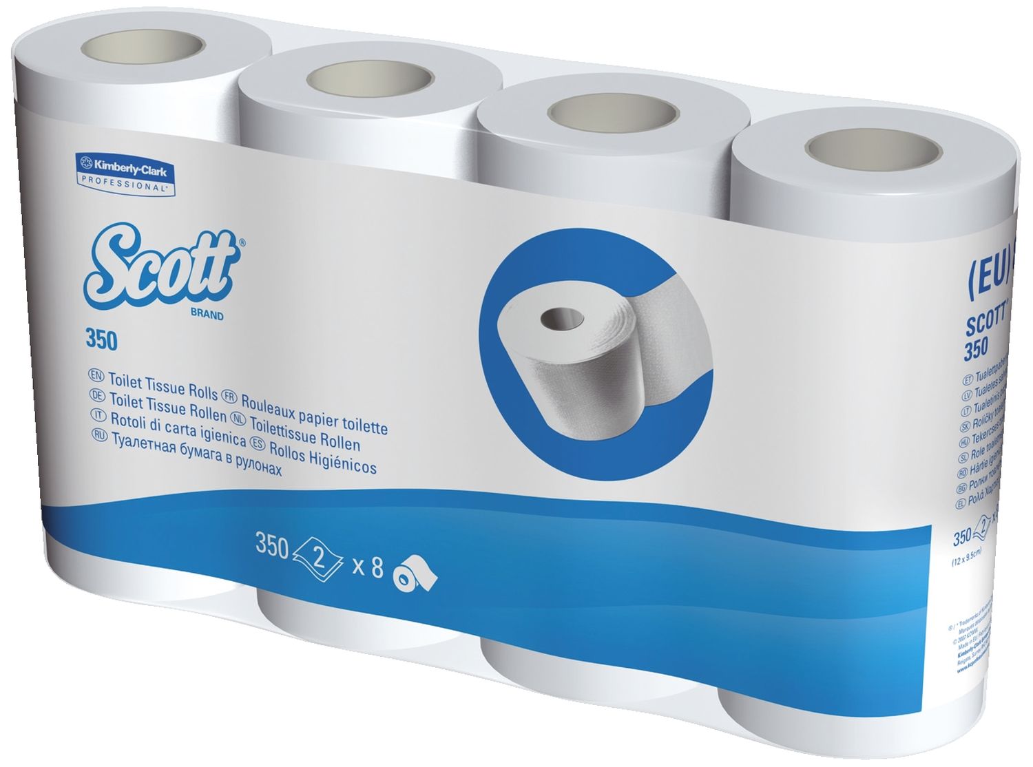 Kleinrollen Toilet Tissue - 2-lagig, Mikroprägung, hochweiß, Rolle mit 350 Blatt, 8 Rollen pro Pack Kleinrollen Toilet Tissue - 2-lagig, Mikroprägung, hochweiß, Rolle mit 350 Blatt, 8 Rollen pro Pack