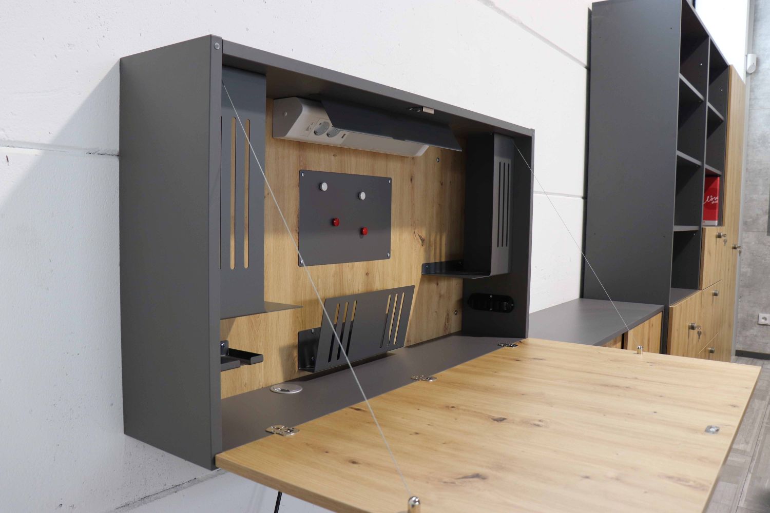 Wandschreibtisch Mini Office graphit/Asteiche Wandschreibtisch Mini Office graphit/Asteiche