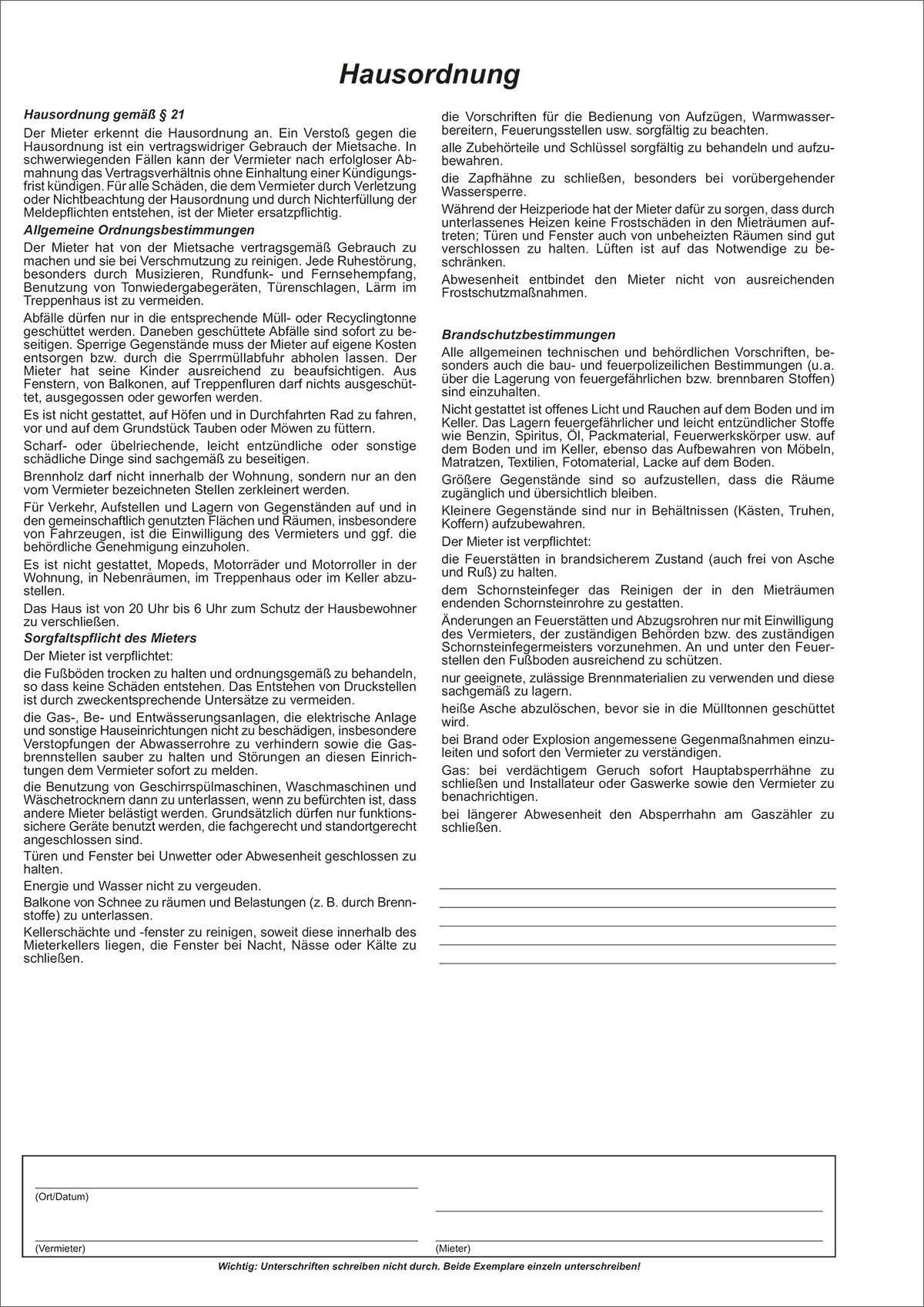 Universal-Mietvertrag für Wohnungen - SD, 3 x 2 Blatt, DIN A4, 10 Stück Universal-Mietvertrag für Wohnungen - SD, 3 x 2 Blatt, DIN A4, 10 Stück