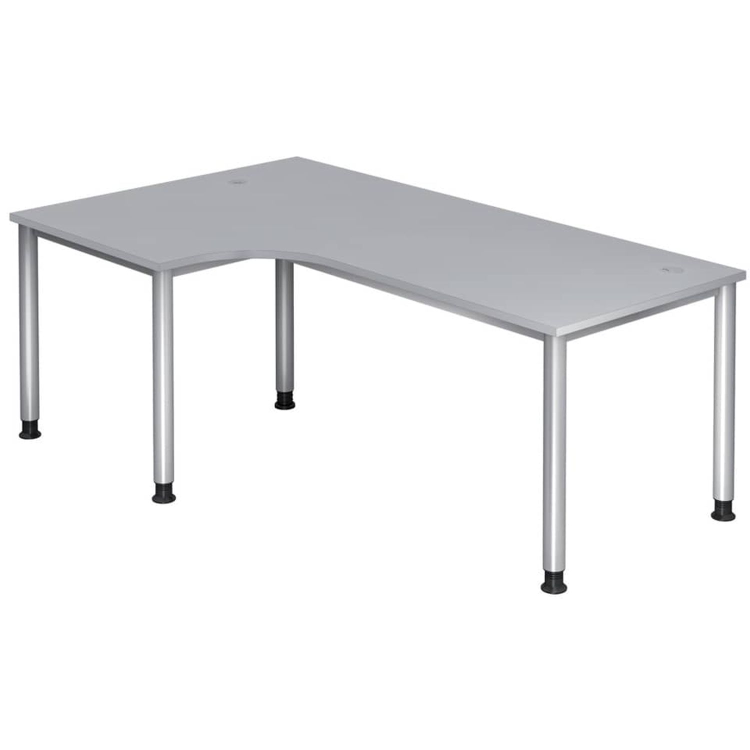 Winkeltisch 4-Fuß-Gestell rund -200 x 68-76 - 120 cm, höhenverstellbar, Winkel 90°, Grau/Silber, mit Montageservice