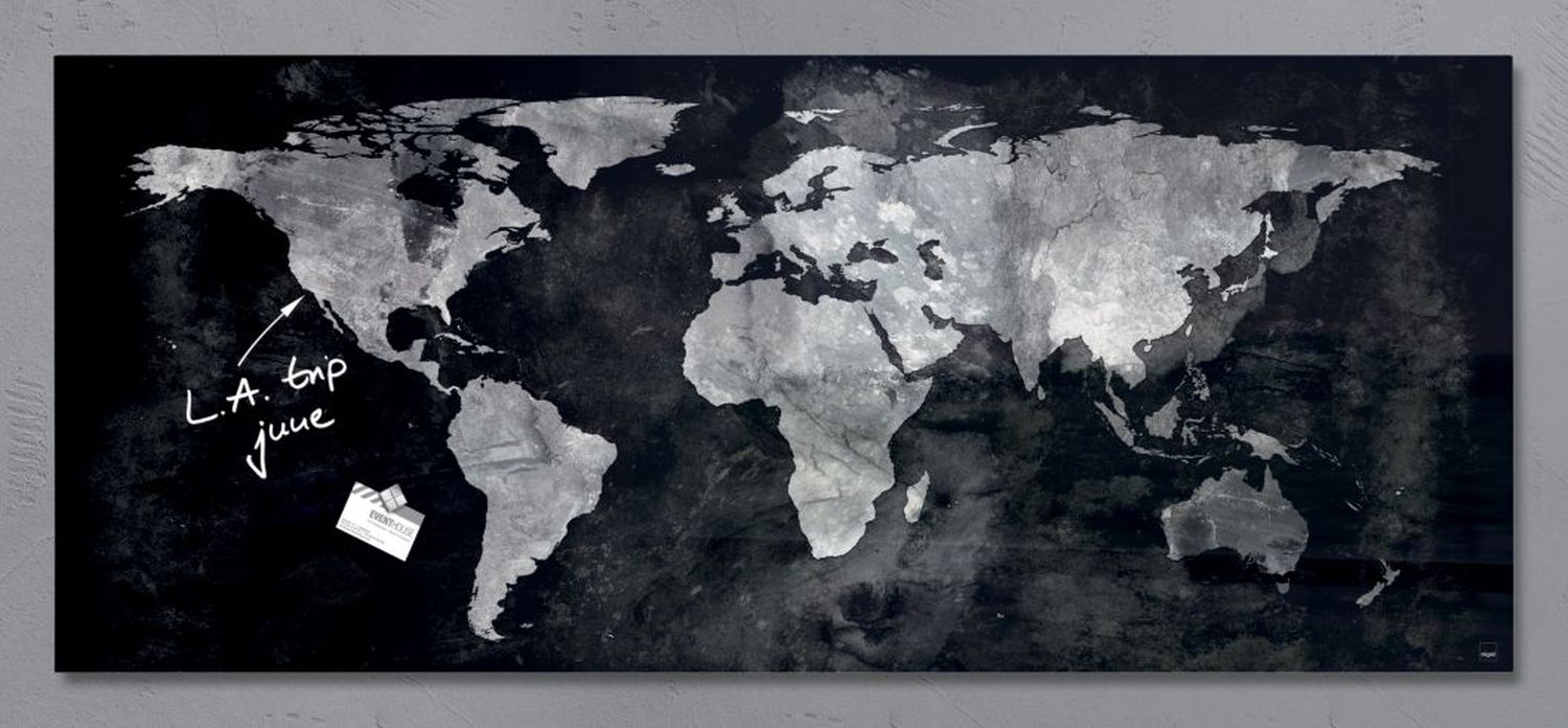 Glas-Magnetboard Artverum - Design Weltkarte, 130 x 55 cm Glas-Magnetboard Artverum - Design Weltkarte, 130 x 55 cm