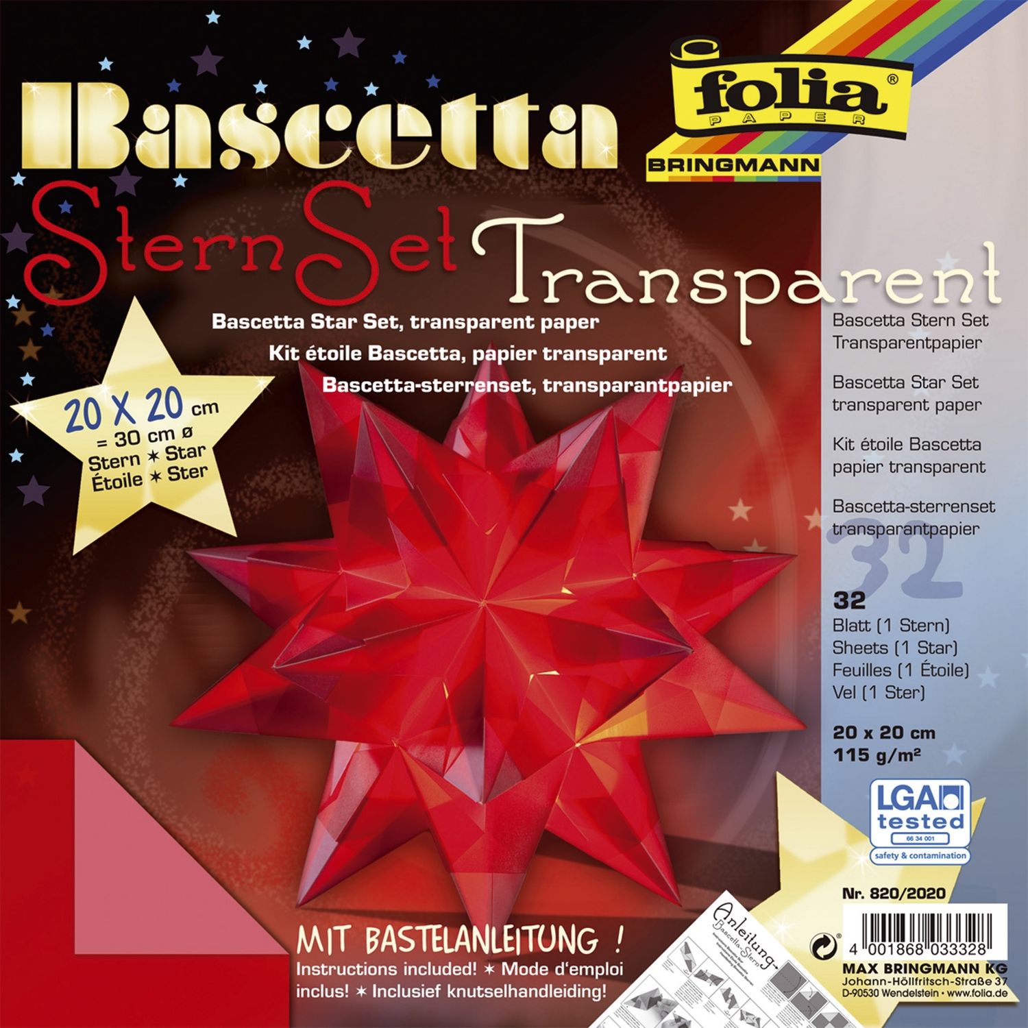 Bascetta Stern - rot, transparent, Ø 30 cm Bascetta Stern - rot, transparent, Ø 30 cm