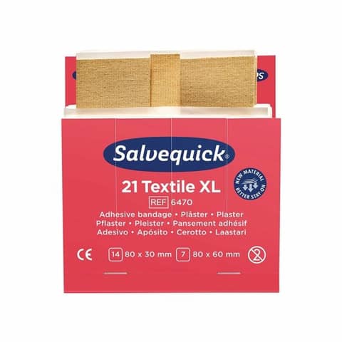 Pflaster-Strips - 6x 21 Stück, extra groß, elastische Textilpflaster, Nachfülleinsatz Pflaster-Strips - 6x 21 Stück, extra groß, elastische Textilpflaster, Nachfülleinsatz