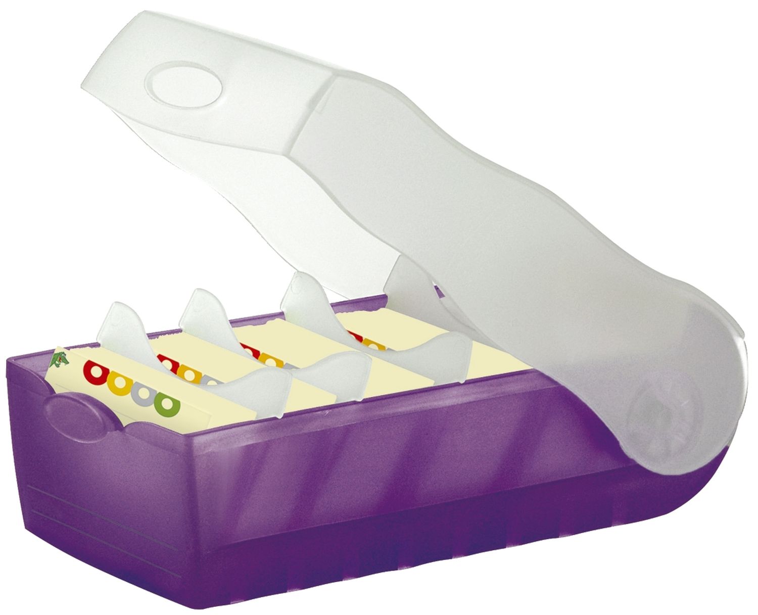 Karteibox CROCO - A8 quer, für 500 Karten, lila-transluzent Karteibox CROCO - A8 quer, für 500 Karten, lila-transluzent