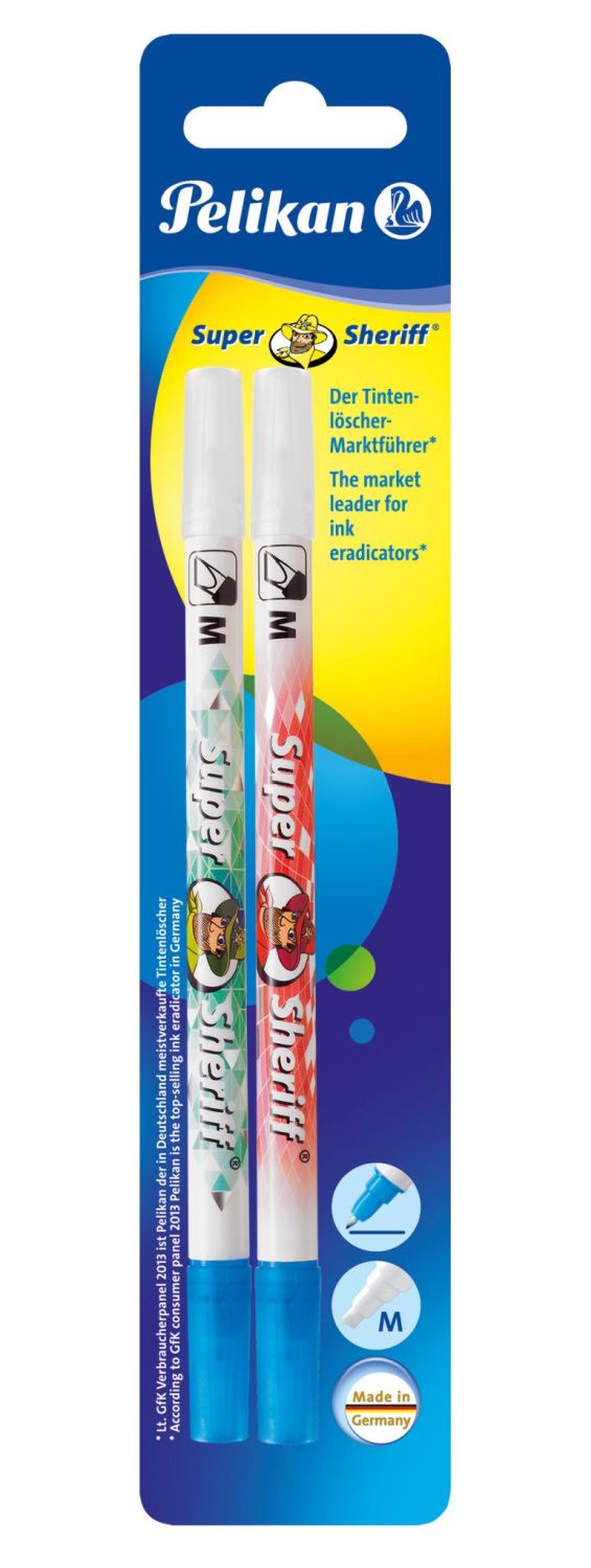 Tintenlöschstift Super Sheriff 258M - mittel, 2er Pack Blister Tintenlöschstift Super Sheriff 258M - mittel, 2er Pack Blister