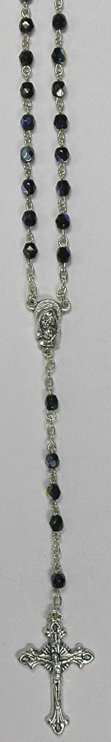 Rosenkranz - Kristallperlen, blauschwarz, ca. 36 cm, inkl. Dose Rosenkranz - Kristallperlen, blauschwarz, ca. 36 cm, inkl. Dose