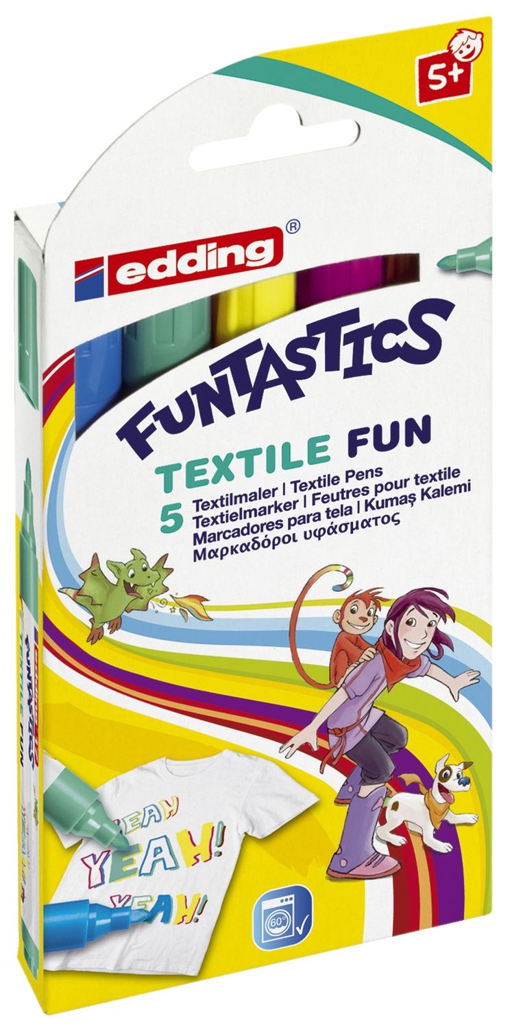Textilmarker Fun Set Funtastics - 2-3 mm, 5 Farben Textilmarker Fun Set Funtastics - 2-3 mm, 5 Farben