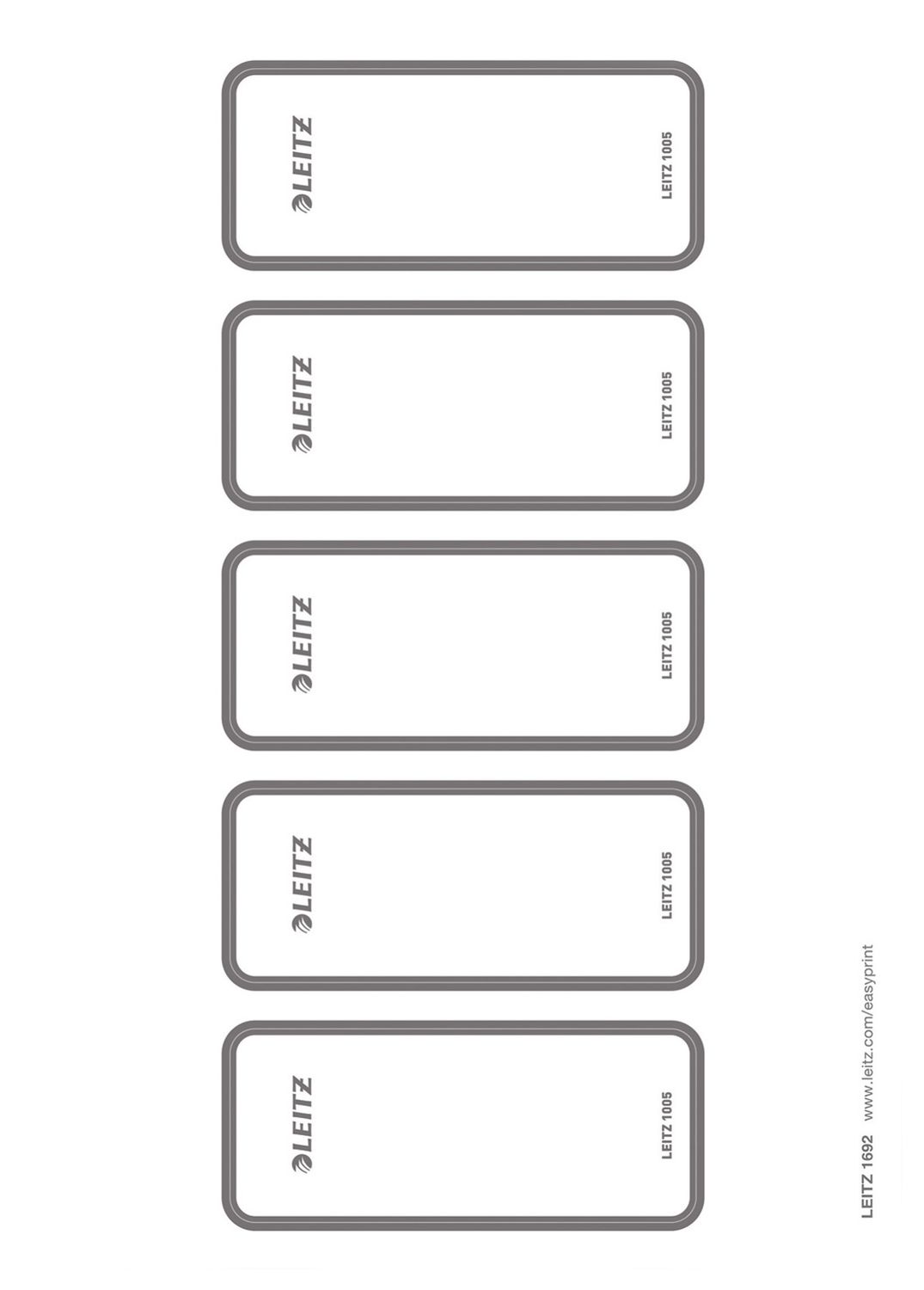 Rückenschilder Leitz WOW 1692-00-85, PC-beschriftbar, breit/kurz 45 x 111 mm, 50 Stück, grau