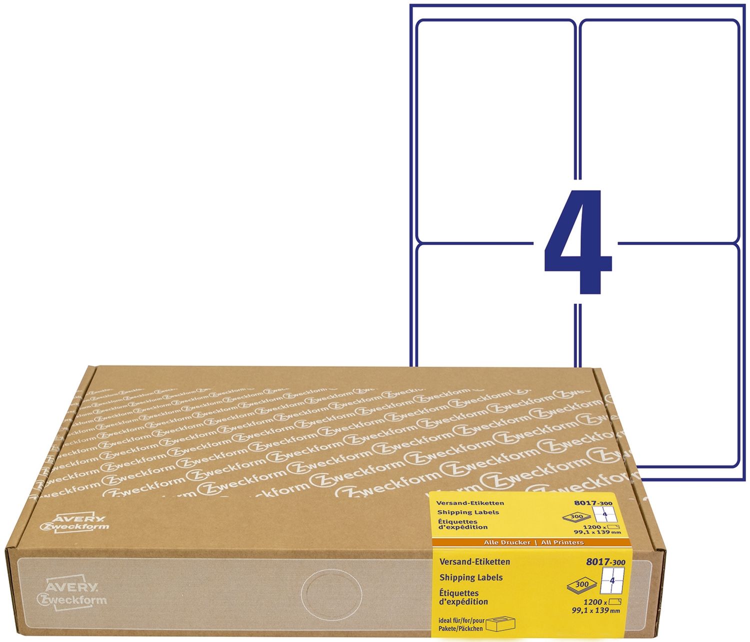 8017-300 Versandetiketten - 99,1x139 mm, 1.200 Stück, weiß 8017-300 Versandetiketten - 99,1x139 mm, 1.200 Stück, weiß